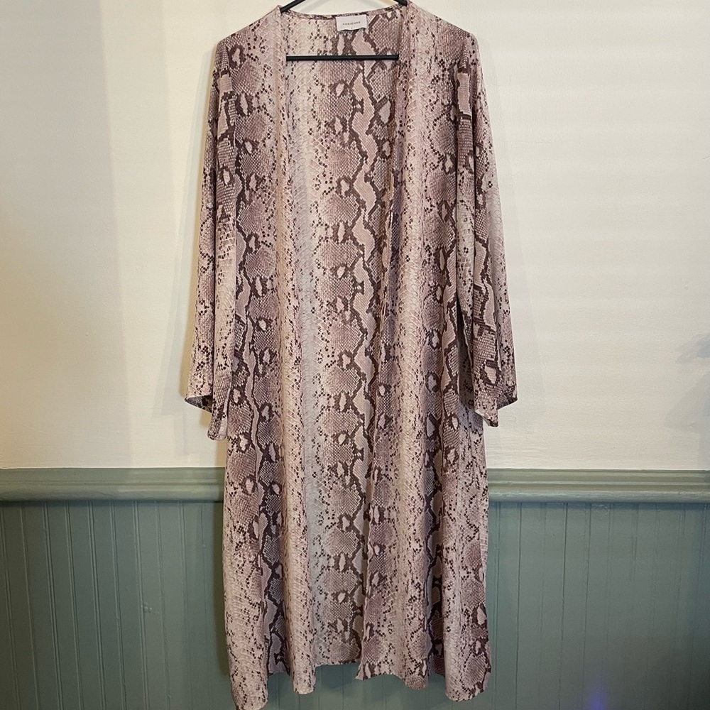 Adrienne Snake Print Kimono in Pink and Brown
